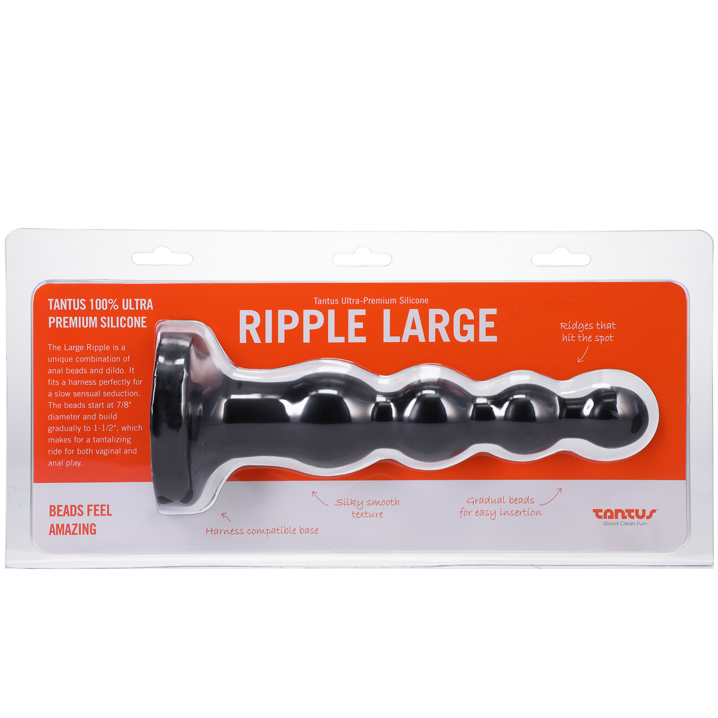 Tantus Silicone Large Ripple Butt Plug Black - Sexy Living