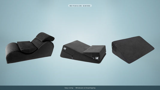 Liberator Esse, Wedge/Ramp Combo, and Pivot Positioner on light studio. Sexy Living retailer guide.