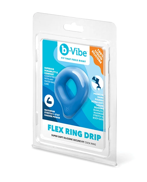 b-Vibe Flex Ring Drip Silicone Cock Ring (Blue)