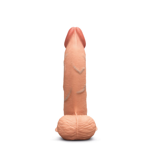 b-Vibe Slipskin Realistic Silicone Dildo 8" Curvy - Mocha