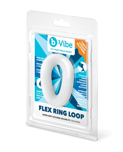 b-Vibe Flex Ring Loop Silicone Cock Ring (Clear)