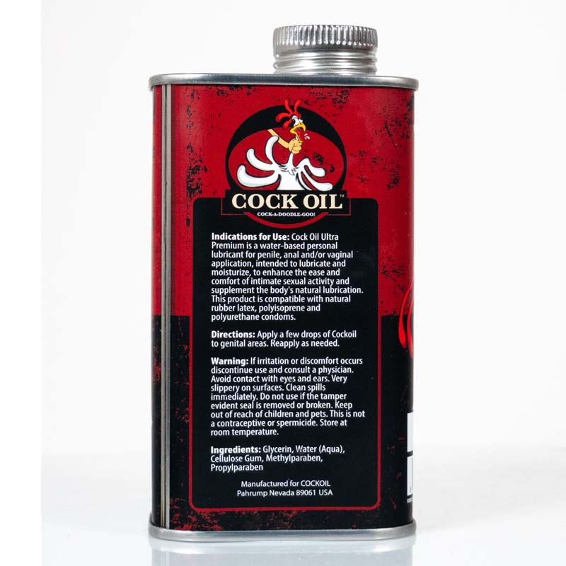 Cock Oil Water-Based Lubricant – Metal Can with Inner Plastic Liner 9 oz