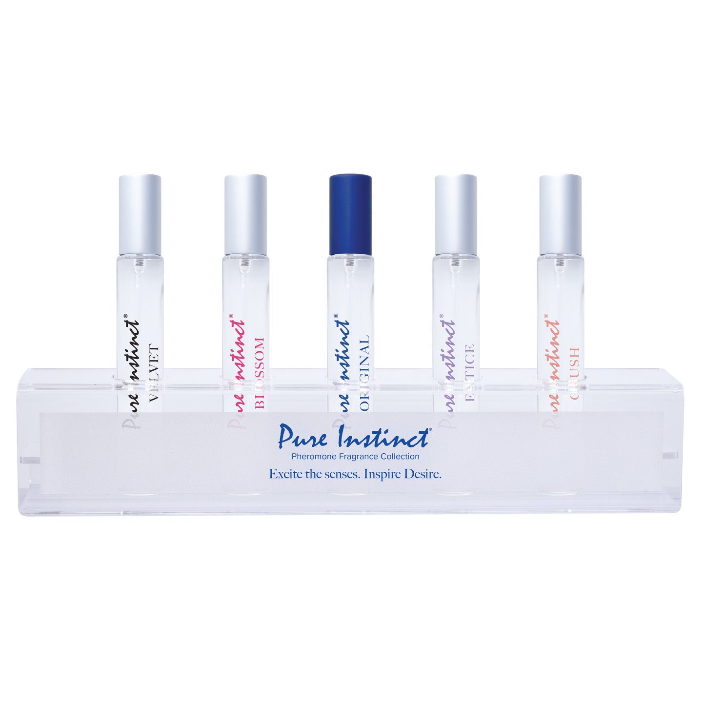 Pure Instinct Signature Collection Pheromone Perfume Display 6pc ACRYLIC DISPLAY with TESTERS (Free with Minimum Order of 6 Units per Fragrance)