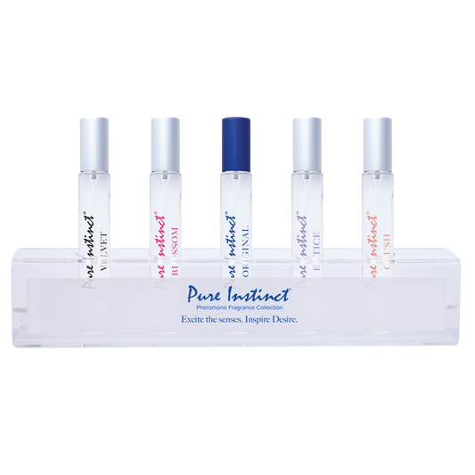 Pure Instinct Signature Collection Pheromone Perfume Display 6pc ACRYLIC DISPLAY with TESTERS (Free with Minimum Order of 6 Units per Fragrance)