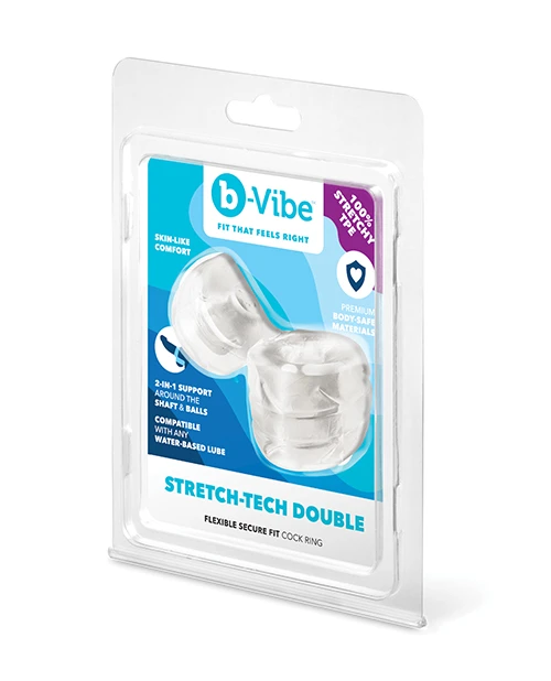 b-Vibe Stretch-Tech Double Barrel Cock Ring & Ball Stretcher