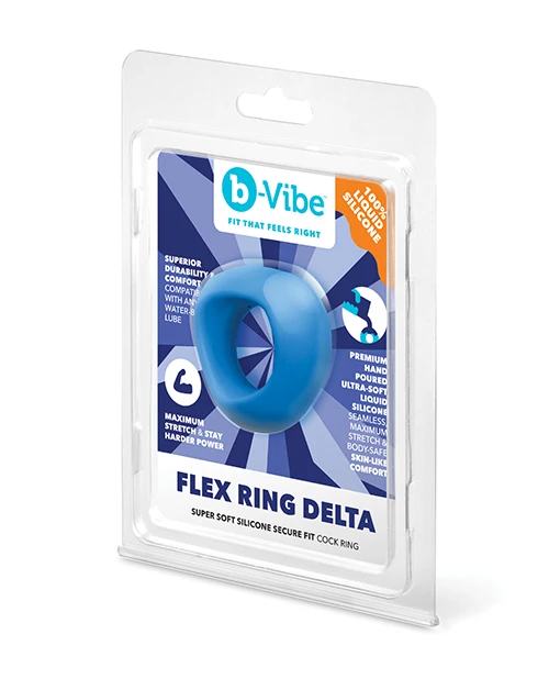 b-Vibe Flex Ring Delta Silicone Cock Ring (Blue)
