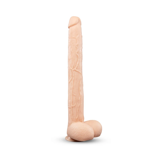 b-Vibe Bone 17" Deep-Insert Dildo with Balls & Suction Cup