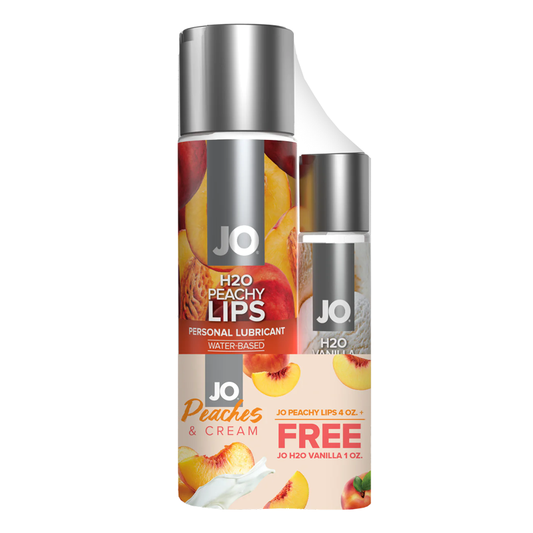 JO Peaches & Cream - JO Peachy Lips 4 fl.oz. + GWP JO H2O Vanilla 1 fl.oz - Sexy Living