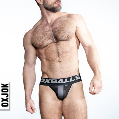 AIRMESH swagger jockstrap, TAR BLACK, MEDIUM