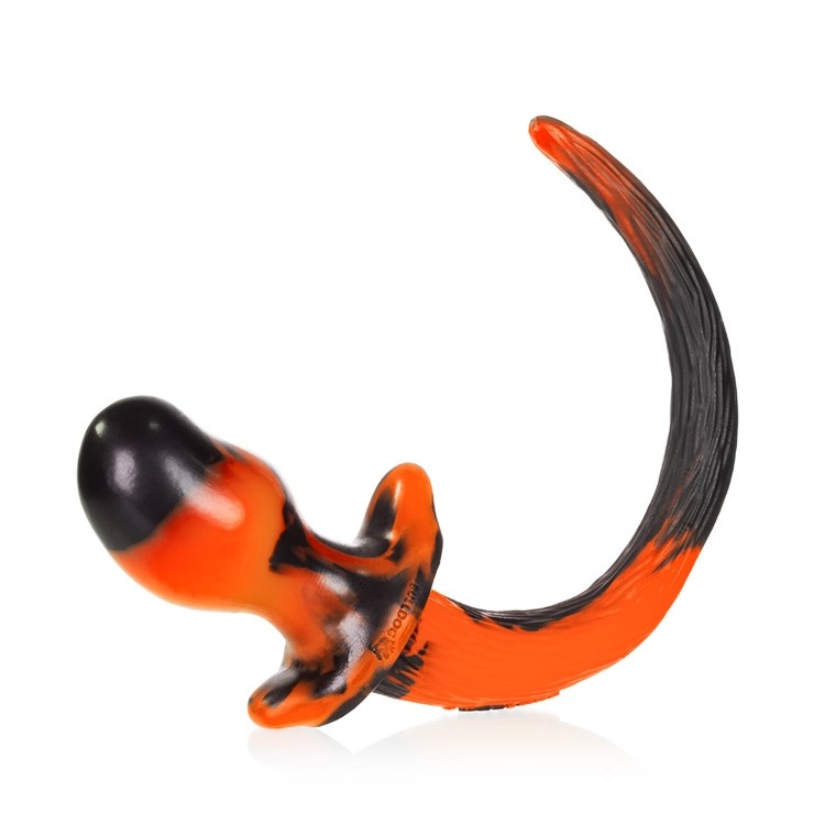 TESTER - BULLDOG, puppy tail buttplug, ORANGE SWIRL, Large