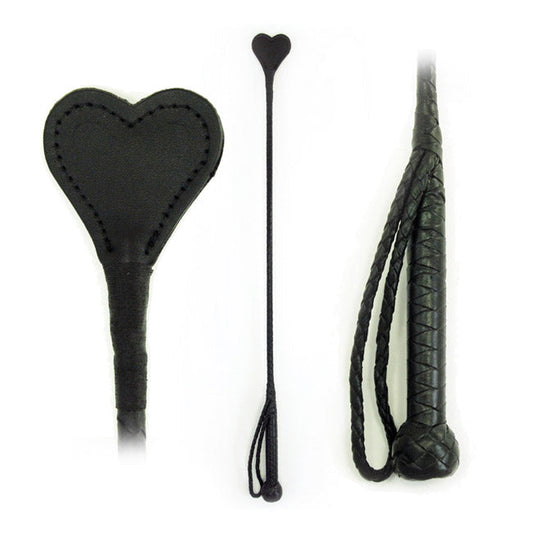 Riding Crop Heart Leather 26in - Sexy Living