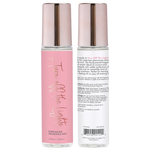 TURN OFF THE LIGHTS Fragrance Body Mist with Pheromones - Floral - Oriental 3.5oz | 103mL - Sexy Living