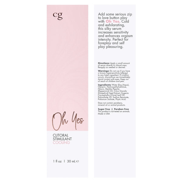 OH YES Cooling Clitoral Stimulant - Fragrance Free 1oz | 30mL - Sexy Living