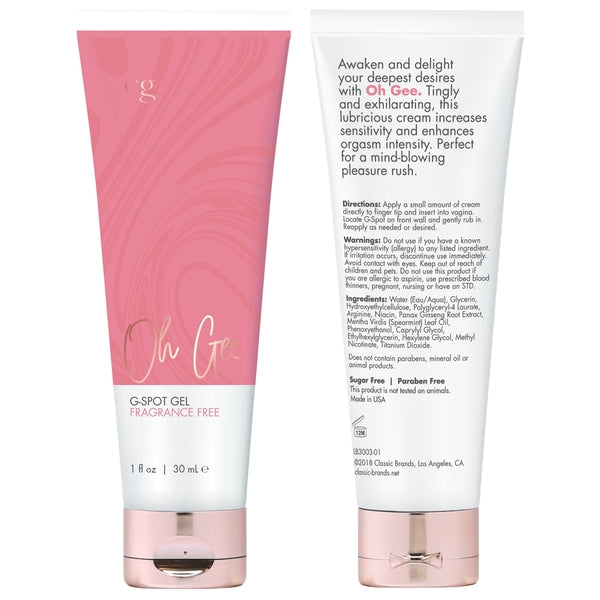 OH GEE G-Spot Gel - Fragrance Free 1oz | 30mL - Sexy Living