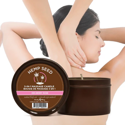 3-in-1 Massage Candle Zen Berry Rose 6 oz / 170 g - Sexy Living