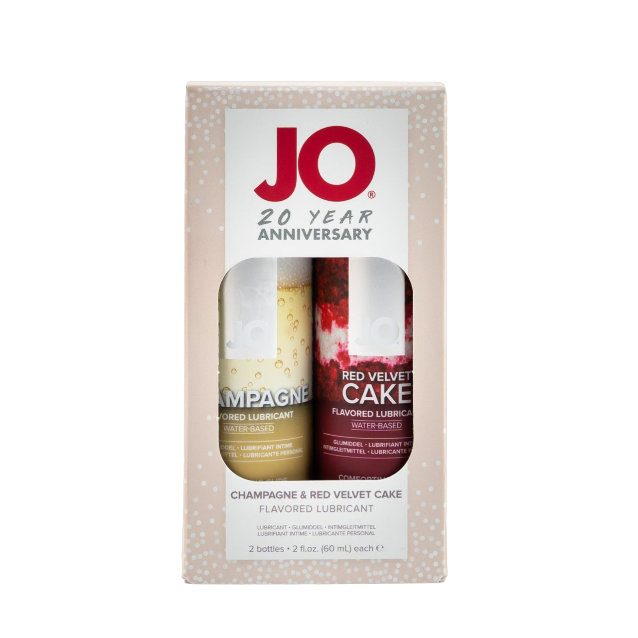 JO Limited Edition 20 Year Anniversary Set - Champagne 2 oz/60 mL + Red Velvet Cake 2 oz/60 mL - Sexy Living
