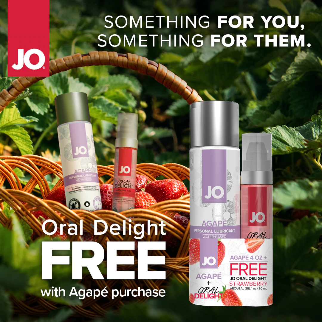 JO Agape 4oz + GWP JO Oral Delight Strawberry Arousal Gel 1oz - Sexy Living